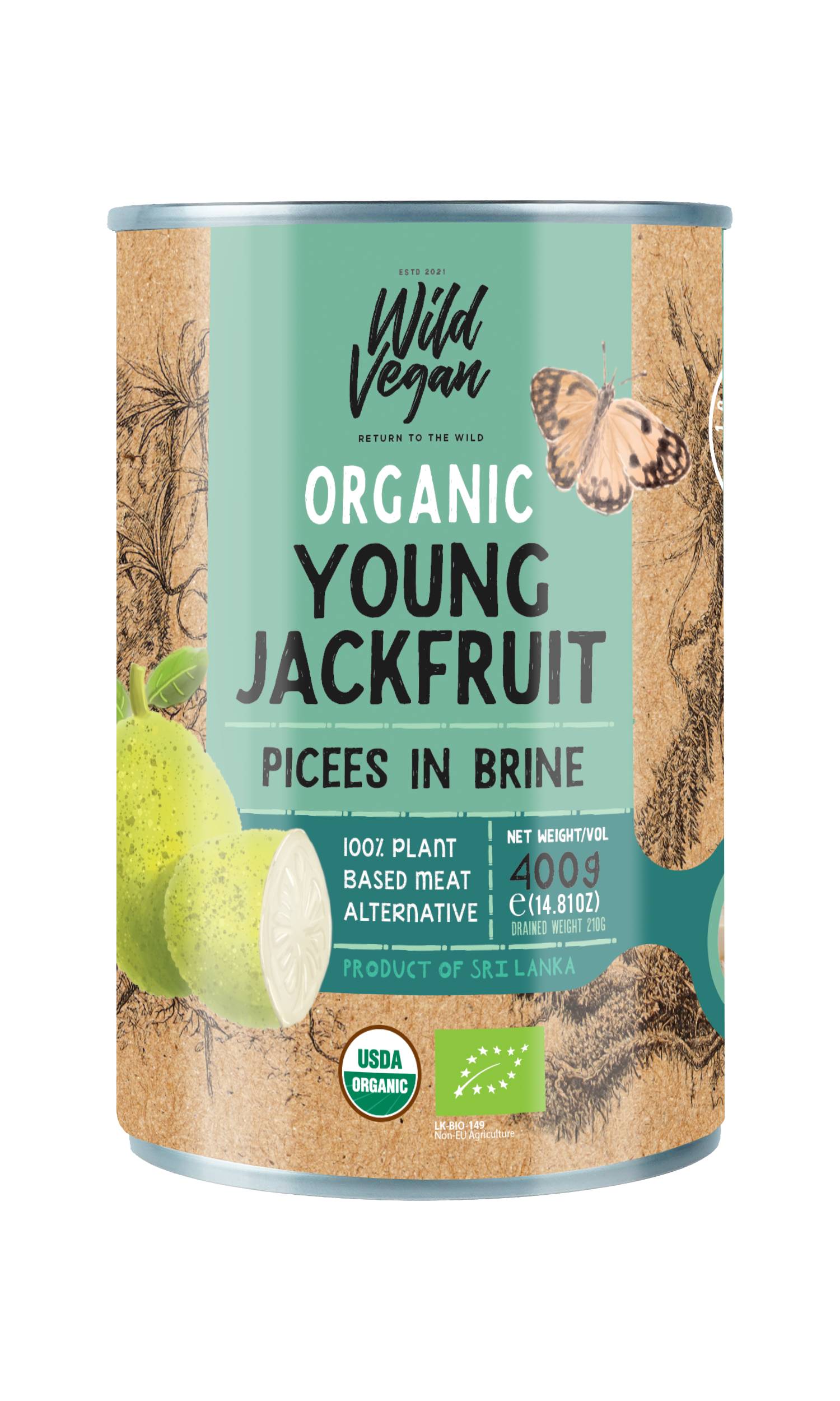 wild vegan Young Jackfruit Pieces in Brine