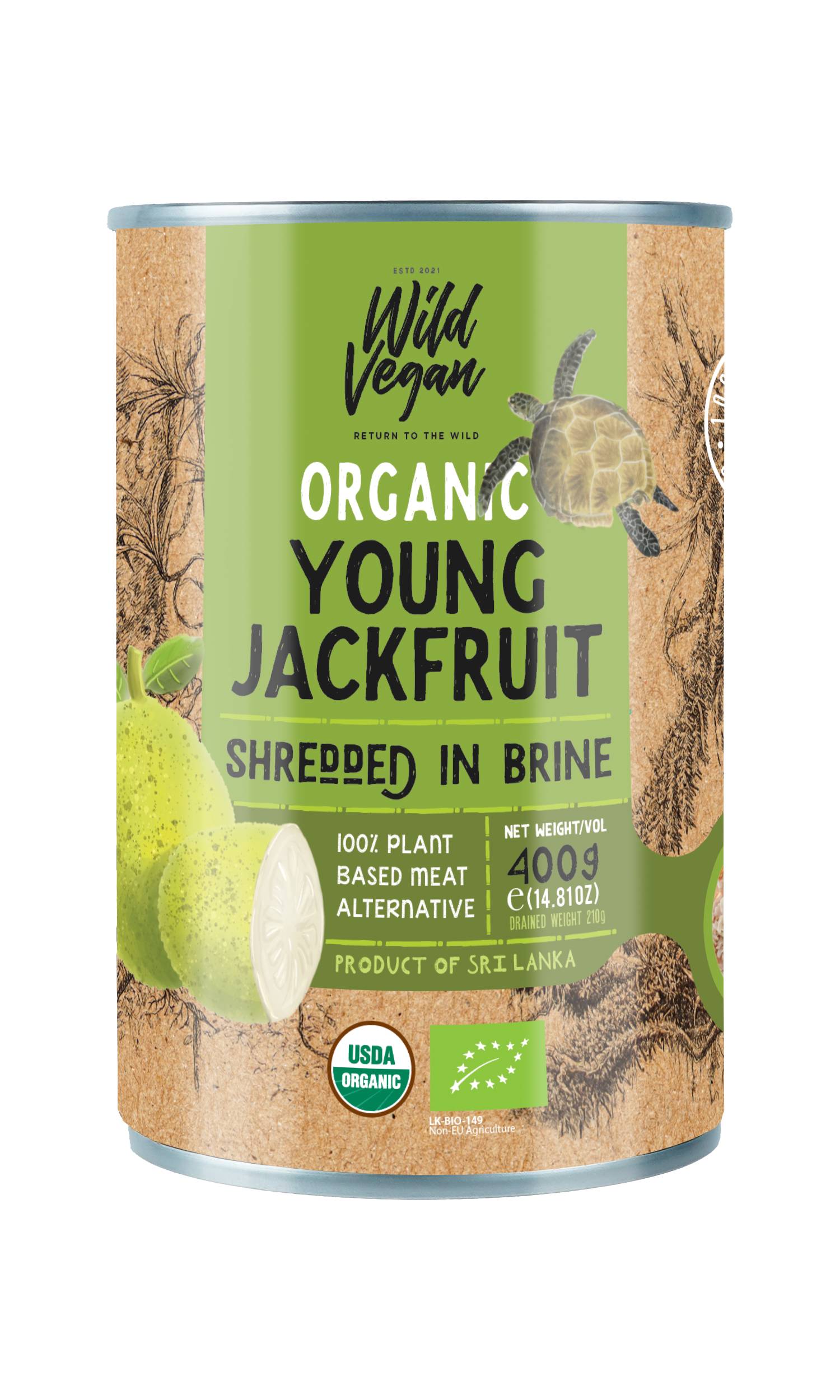 wild vegan Young Jackfruit Shredded in Brine
